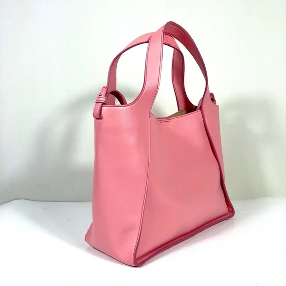 Stella McCartney Perforated Logo Faux Leather Medium Satchel Bag Pink NEW - Picture 8 of 17